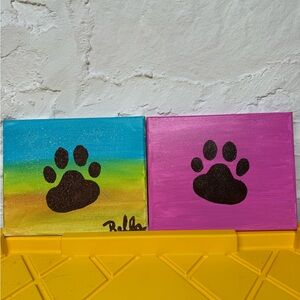 Colorful Paw Print Canvas Art Set